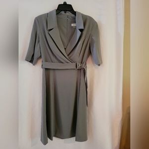 Calvin Klein Faux Belted Wrap Dress Gray